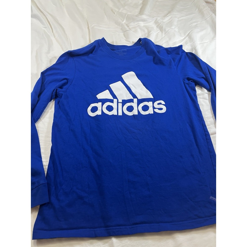 Adidas Blue Amplifier Long Sleeve T-Shirt Large Logo‎ Crewneck Men's L